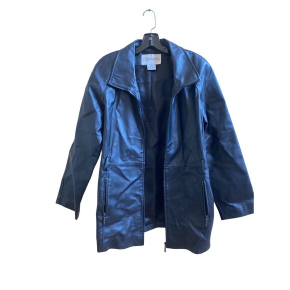 Chadwicks Womens Black Leather Jacket M - Picture 1 of 5